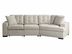 Logansport Beige 2-Piece Sectional Pull-Out Ottoman - Ornate Home