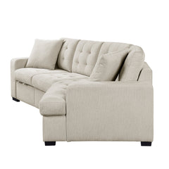 Logansport Beige 2-Piece Sectional Pull-Out Ottoman - Ornate Home