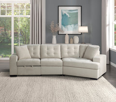 Logansport Beige 2-Piece Sectional Pull-Out Ottoman - Ornate Home