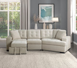 Logansport Beige 2-Piece Sectional Pull-Out Ottoman - Ornate Home