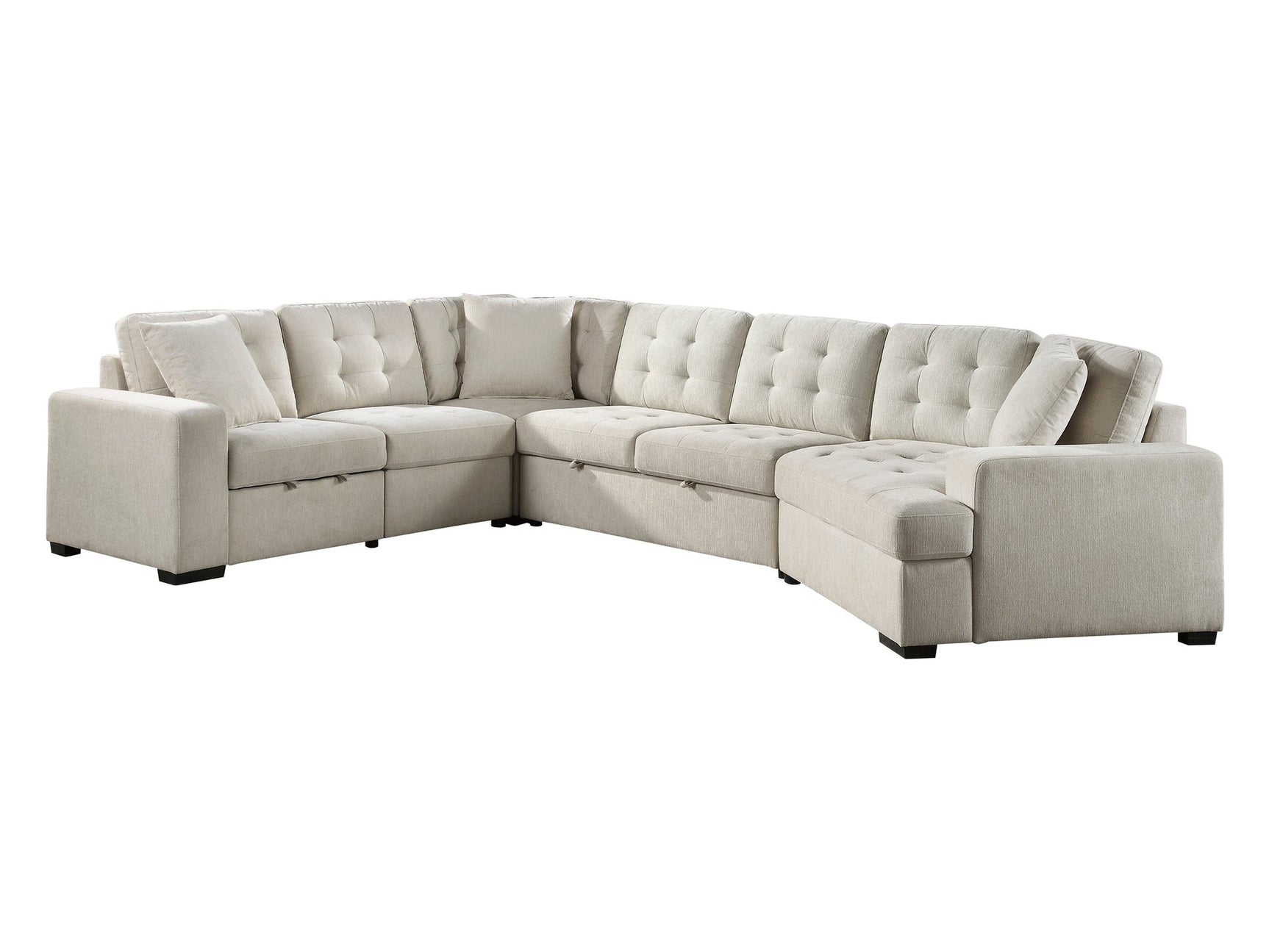 Logansport Beige 4-Piece Sectional Pull-Out Bed And Ottoman - Ornate Home