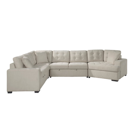 Logansport Beige 4-Piece Sectional Pull-Out Bed And Ottoman - Ornate Home