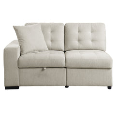 Logansport Beige 4-Piece Sectional Pull-Out Bed And Ottoman - Ornate Home