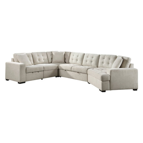Logansport Beige 4-Piece Sectional Pull-Out Bed And Ottoman - Ornate Home