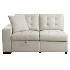 Logansport Beige 4-Piece Sectional Pull-Out Bed And Ottoman - Ornate Home