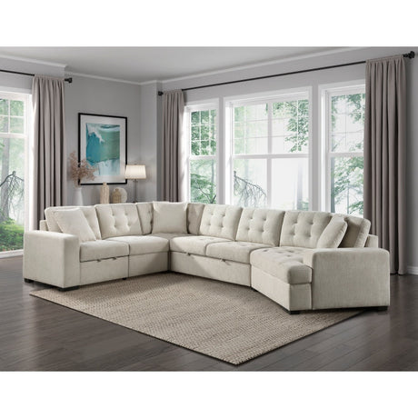 Logansport Beige 4-Piece Sectional Pull-Out Bed And Ottoman - Ornate Home
