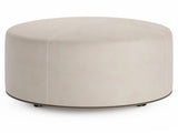 Lolo White/Cream Leather Ottoman (40" W) - Ornate Home