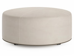 Lolo White/Cream Leather Ottoman (40" W) - Ornate Home