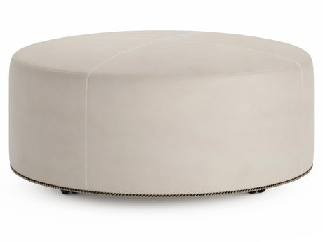 Lolo White/Cream Leather Ottoman (40" W) - Ornate Home