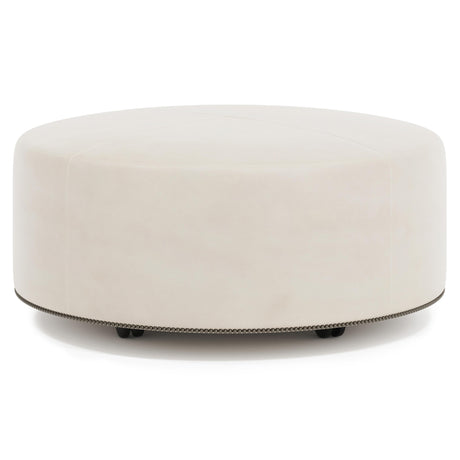 Lolo White/Cream Leather Ottoman (40" W) - Ornate Home