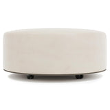 Lolo White/Cream Leather Ottoman (40" W) - Ornate Home