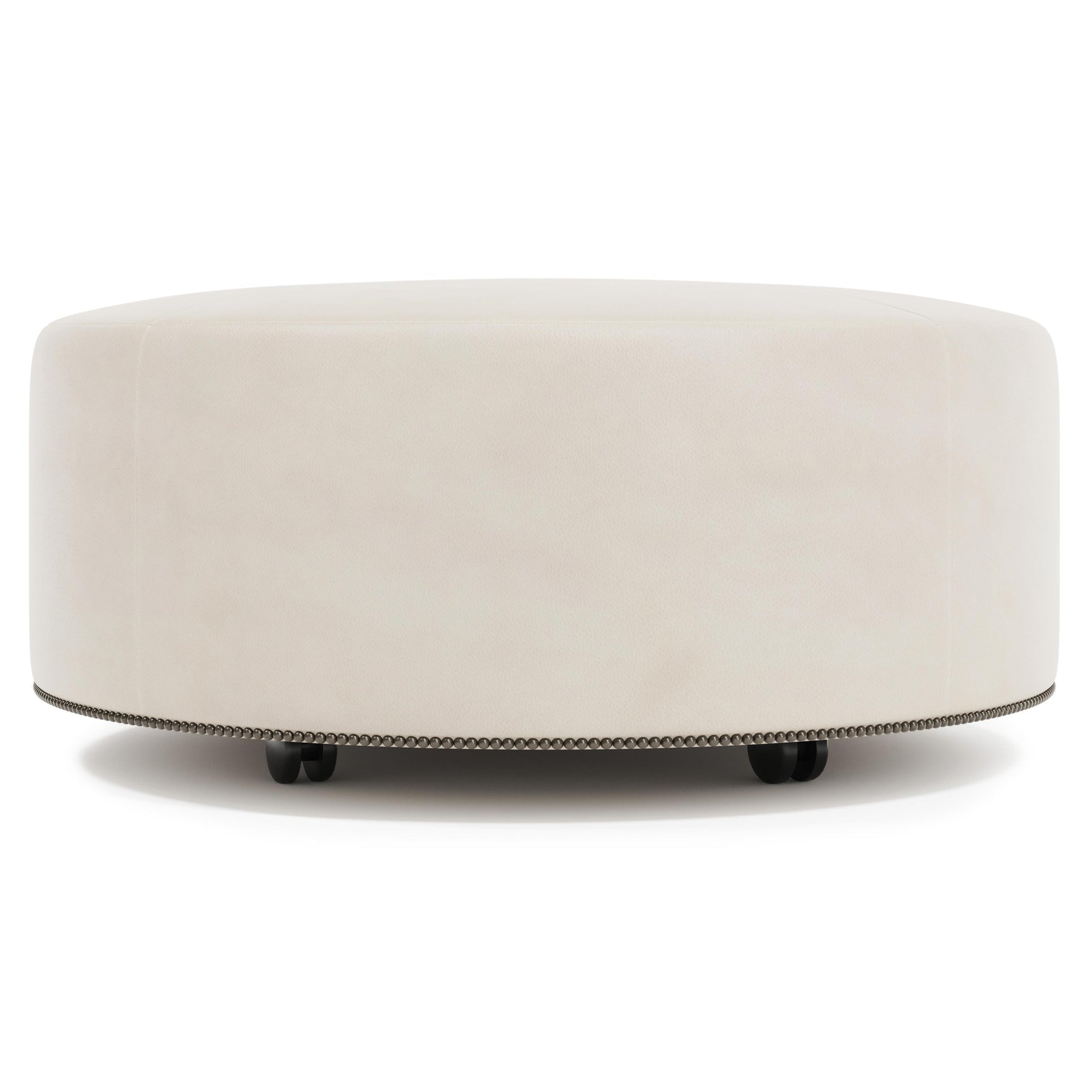 Lolo White/Cream Leather Ottoman (40" W) - Ornate Home