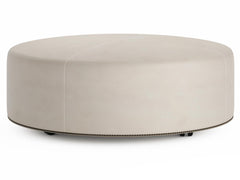 Lolo White/Cream Leather Ottoman (48" W) - Ornate Home