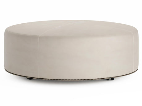 Lolo White/Cream Leather Ottoman (48" W) - Ornate Home