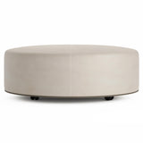 Lolo White/Cream Leather Ottoman (48" W) - Ornate Home