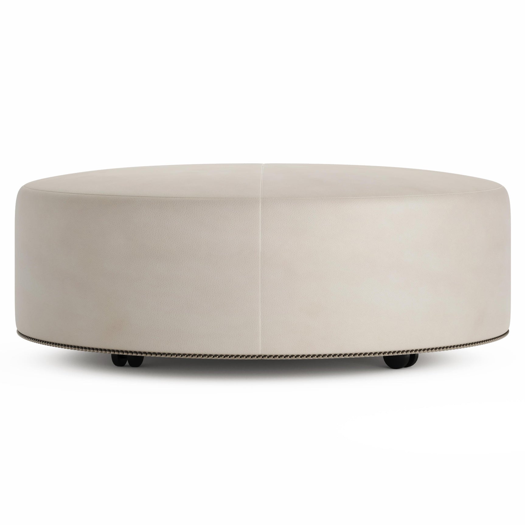 Lolo White/Cream Leather Ottoman (48" W) - Ornate Home