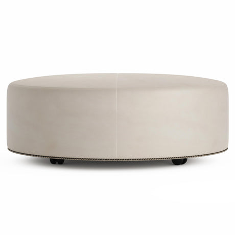 Lolo White/Cream Leather Ottoman (48" W) - Ornate Home