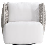 Lomani White/Cream/Driftwood Outdoor Swivel Chair - Ornate Home