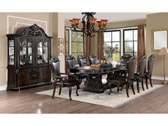 Lombardy Walnut/Dark Brown 9 Pc. Dining Room Set - Ornate Home