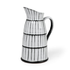 Lome White/Black Large Patterned Ceramic Water Pitcher - Ornate Home
