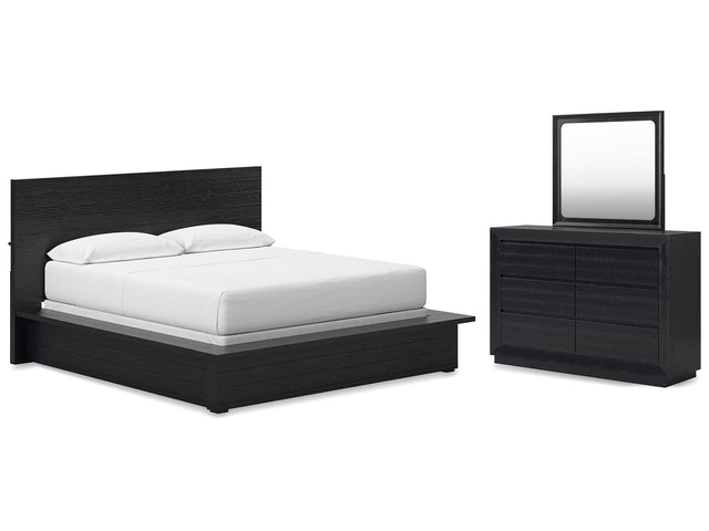 Londer Black California King Panel Bed, Dresser and Mirror (Online Special Price) - Ornate Home
