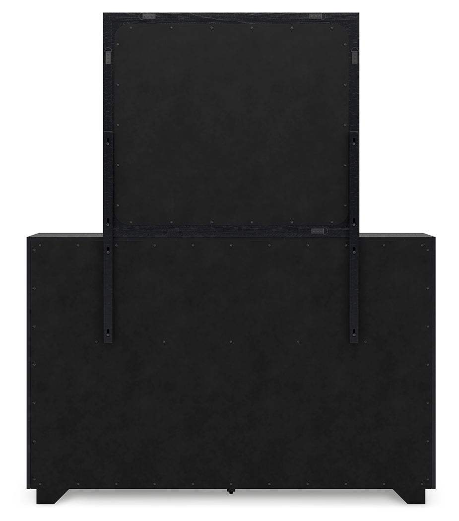 Londer Black California King Panel Bed, Dresser and Mirror (Online Special Price) - Ornate Home