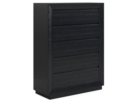 Londer Black Five Drawer Chest - Ornate Home