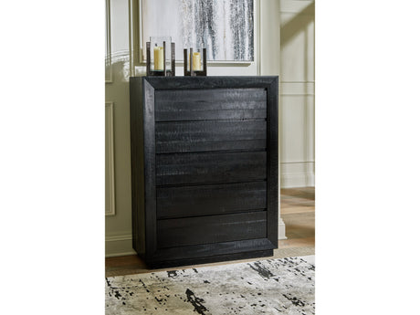 Londer Black Five Drawer Chest - Ornate Home