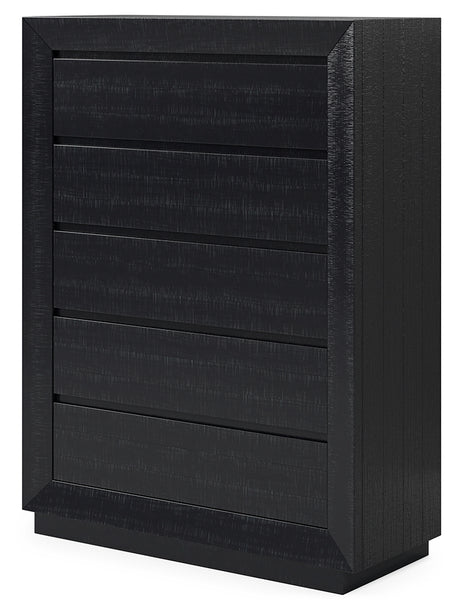 Londer Black Five Drawer Chest - Ornate Home