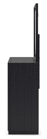 Londer Black King Panel Bed, Dresser and Mirror - Ornate Home