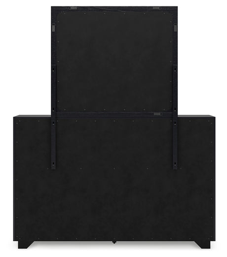 Londer Black King Panel Bed, Dresser and Mirror - Ornate Home