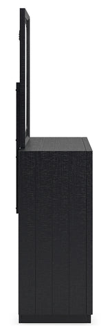 Londer Black King Panel Bed, Dresser and Mirror - Ornate Home