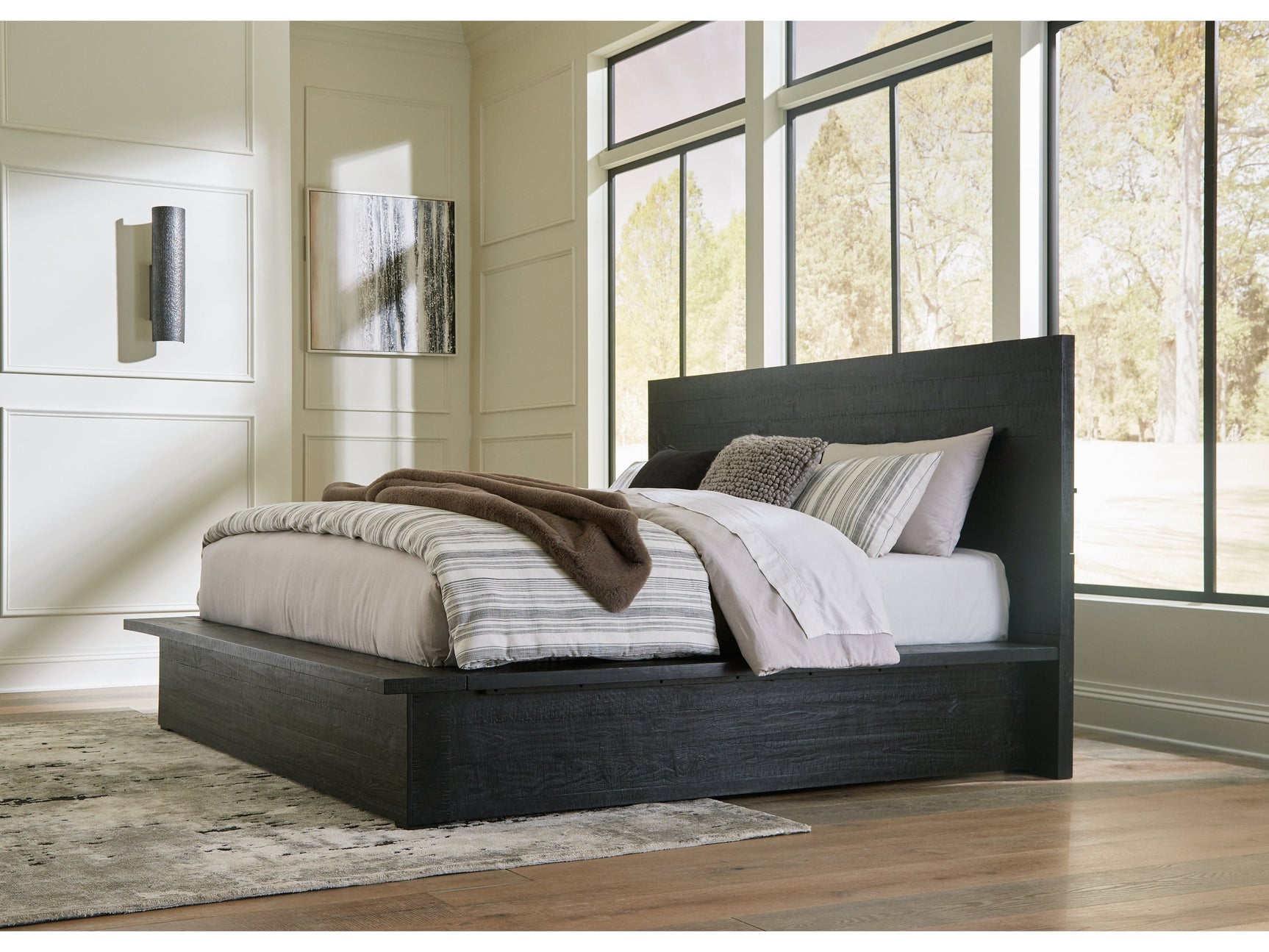 Londer Black King Panel Bed - Ornate Home