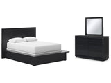 Londer Black Queen Panel Bed, Dresser and Mirror (Online Special Price) - Ornate Home