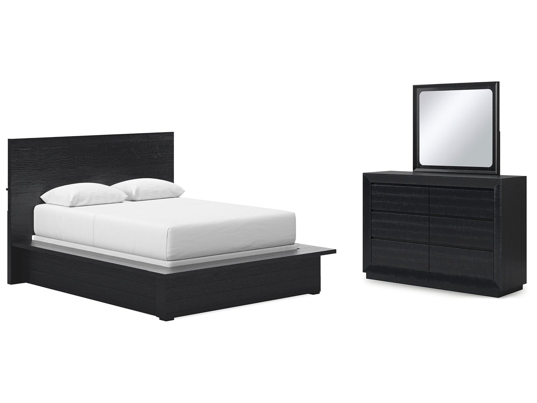 Londer Black Queen Panel Bed, Dresser and Mirror (Online Special Price) - Ornate Home