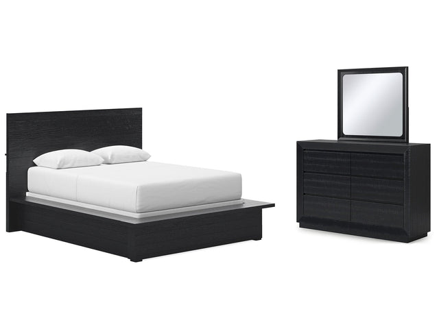 Londer Black Queen Panel Bed, Dresser and Mirror (Online Special Price) - Ornate Home