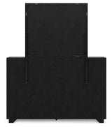 Londer Black Queen Panel Bed, Dresser and Mirror - Ornate Home