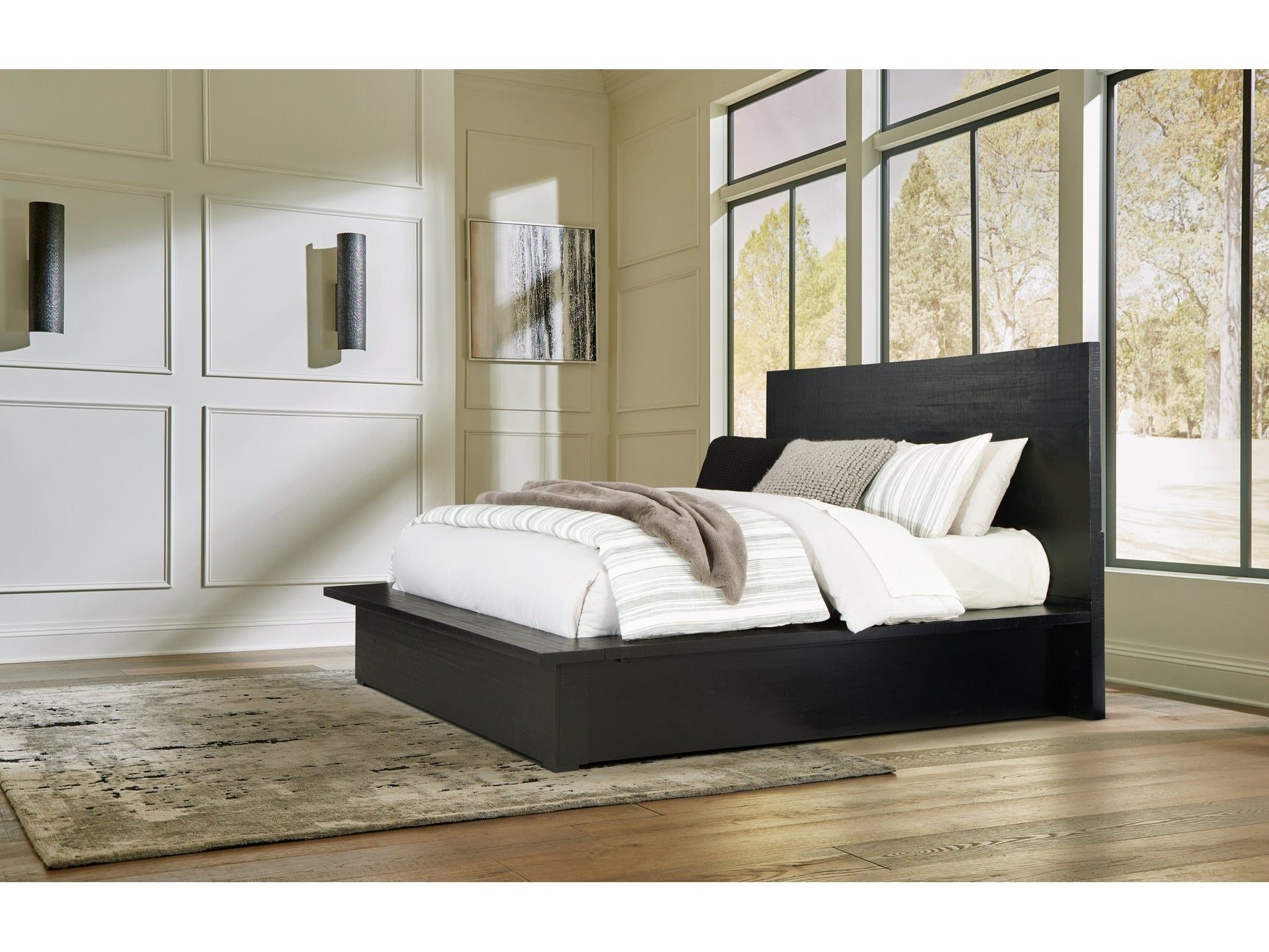 Londer Black Queen Panel Bed (Online Special Price) - Ornate Home