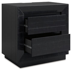 Londer Black Two Drawer Nighstand - Ornate Home