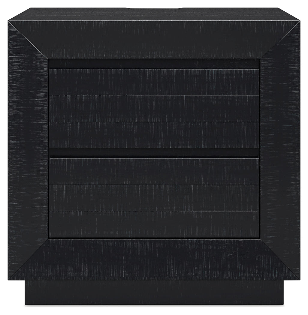 Londer Black Two Drawer Nighstand - Ornate Home
