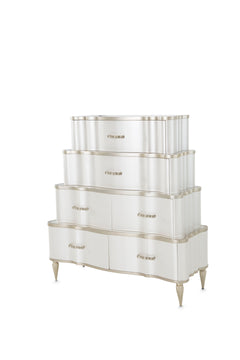 London Place Creamy Pearl 6-Drawer Tiered Chest - Ornate Home