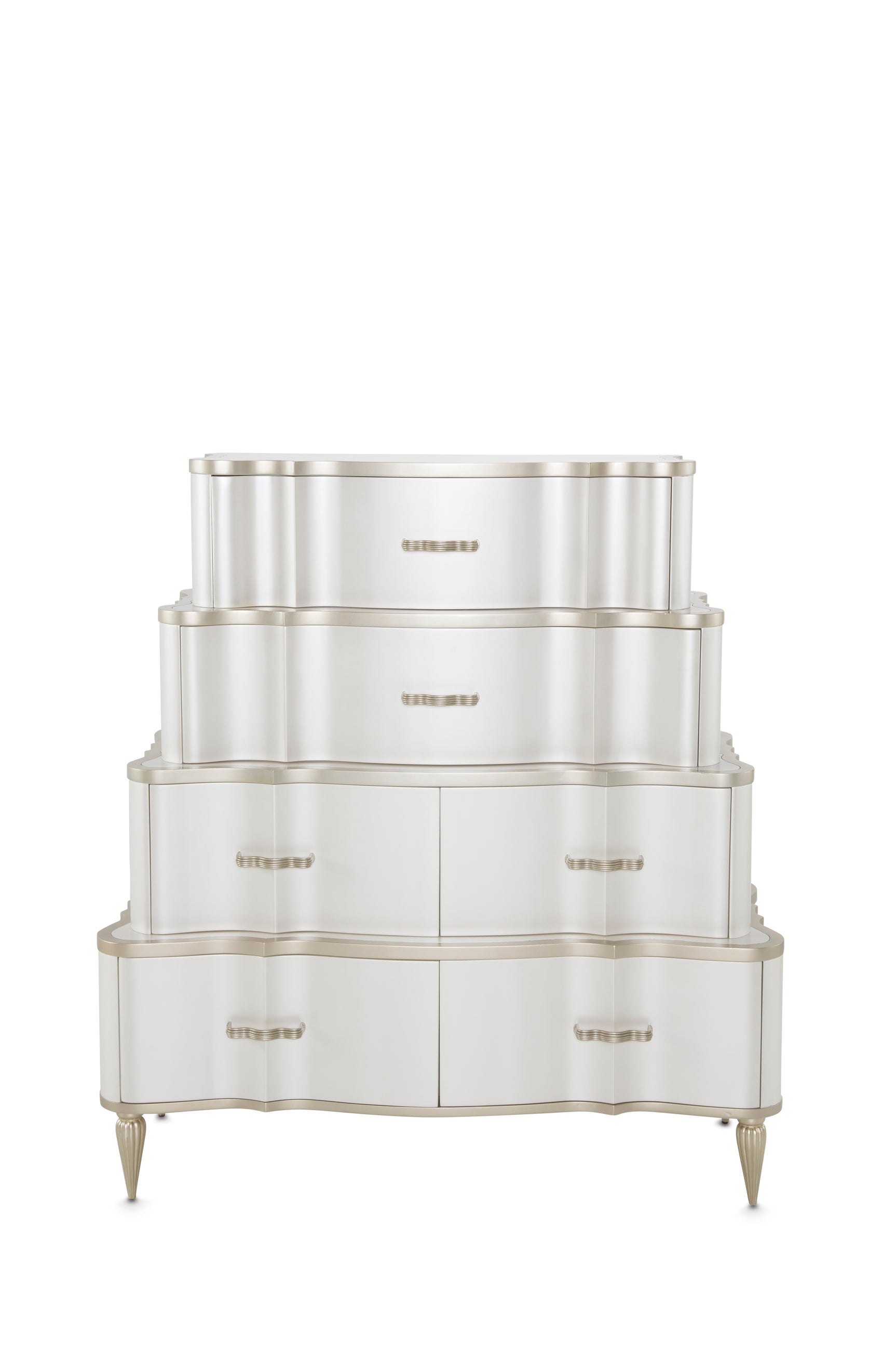 London Place Creamy Pearl 6-Drawer Tiered Chest - Ornate Home