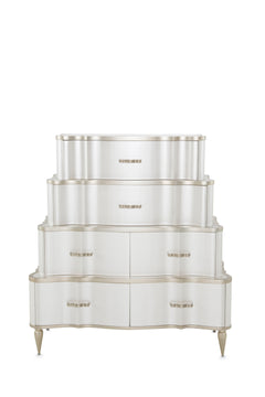 London Place Creamy Pearl 6-Drawer Tiered Chest - Ornate Home