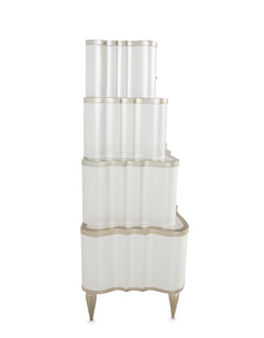 London Place Creamy Pearl 6-Drawer Tiered Chest - Ornate Home
