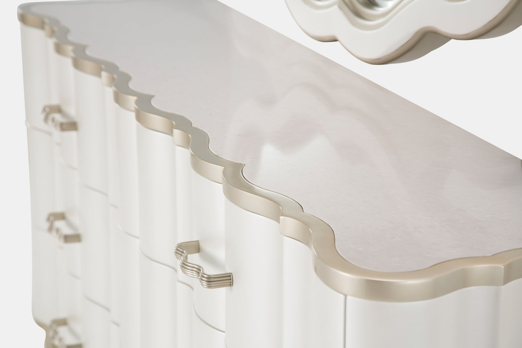 London Place Creamy Pearl Dresser with Mirror - Ornate Home