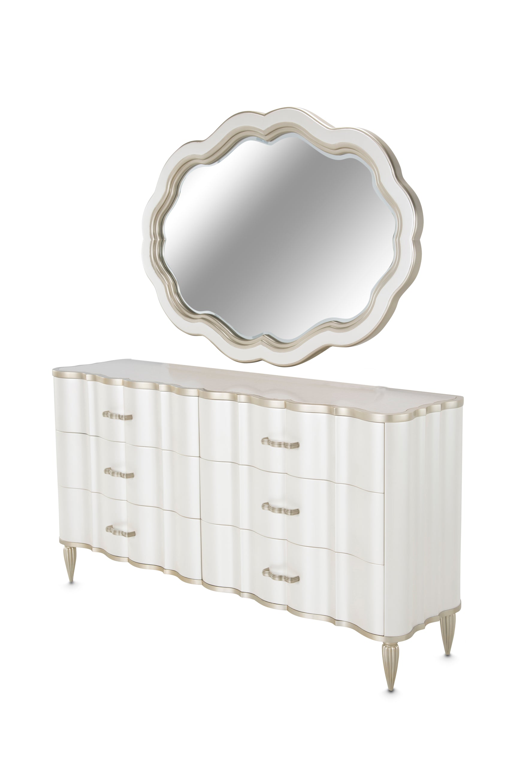 London Place Creamy Pearl Dresser with Mirror - Ornate Home