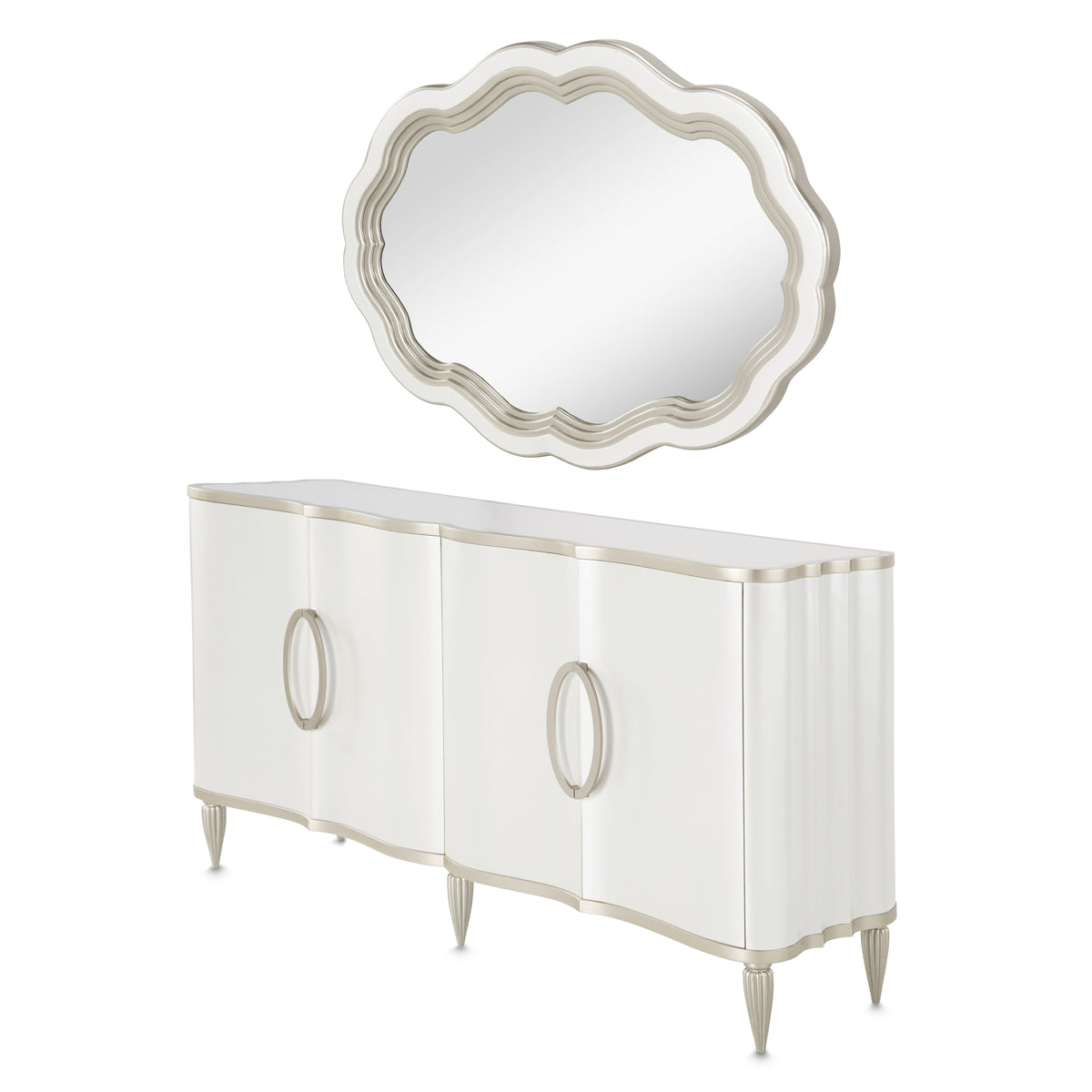 London Place Creamy Pearl Sideboard with Mirror