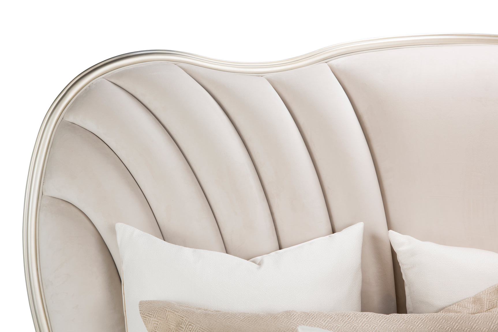 London Place Creamy Pearl Velvet Panel Bed - Ornate Home