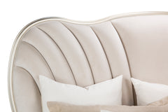 London Place Creamy Pearl Velvet Panel Bed - Ornate Home