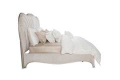 London Place Creamy Pearl Velvet Panel Bed - Ornate Home